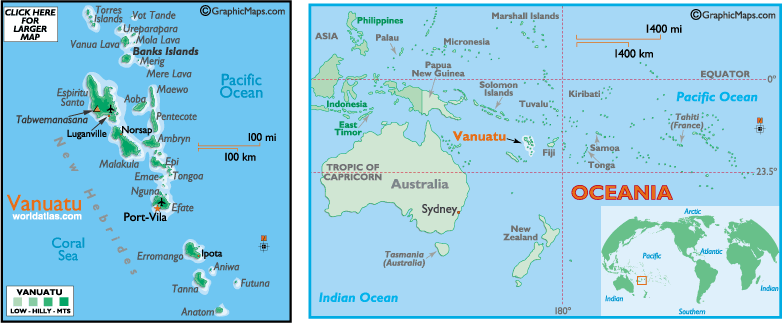 vanuatu maps, detailed map of