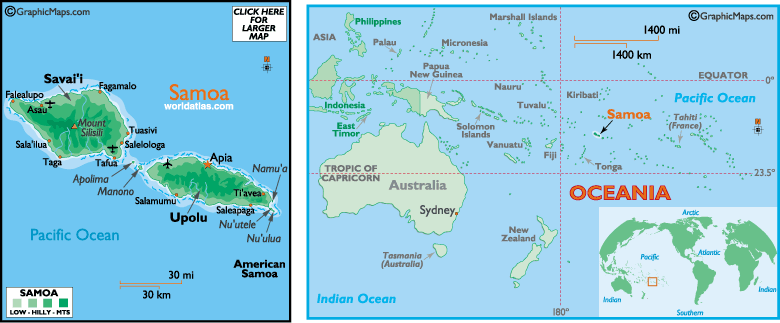 samoa maps, detailed map of samoa, map of samoa