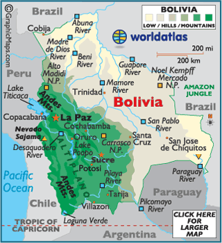 Map of Bolivia - La Paz