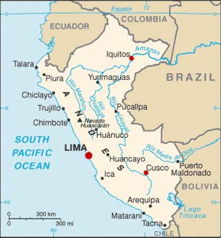 peru latitude and longitude map