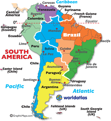 World Time Zones on South America Time Zones Map