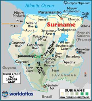 map of Suriname