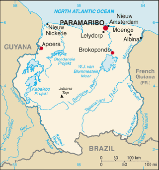Suriname latitude and longitude map