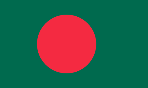 Flag of Bangladesh, green background with a red circle 