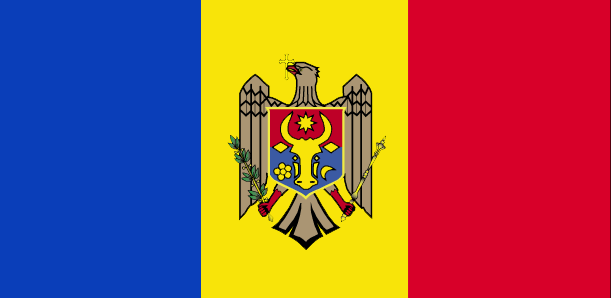 Image of the front side of the Moldova national flag. 