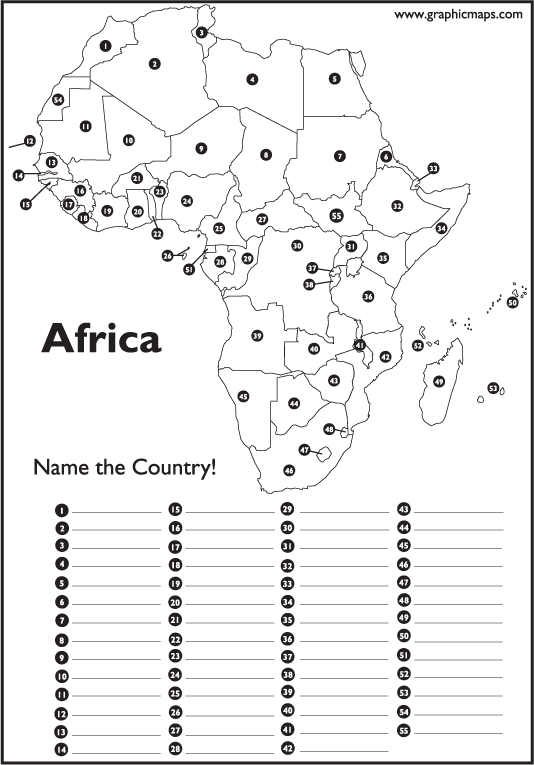 AFRICA name the countries, and the answers