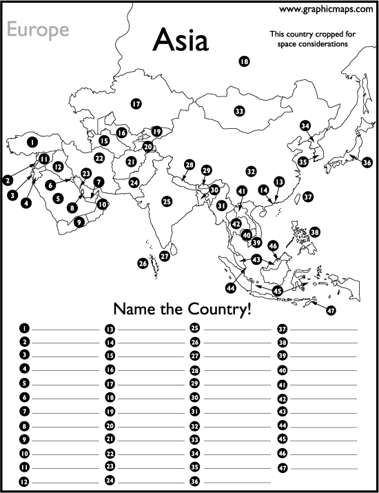 Asia Countries Map Quiz 