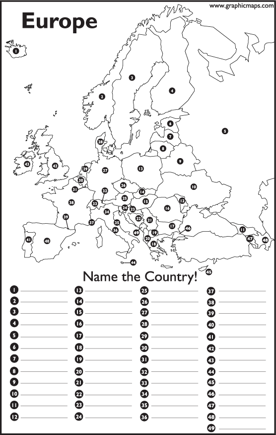 Map of european countries blank
