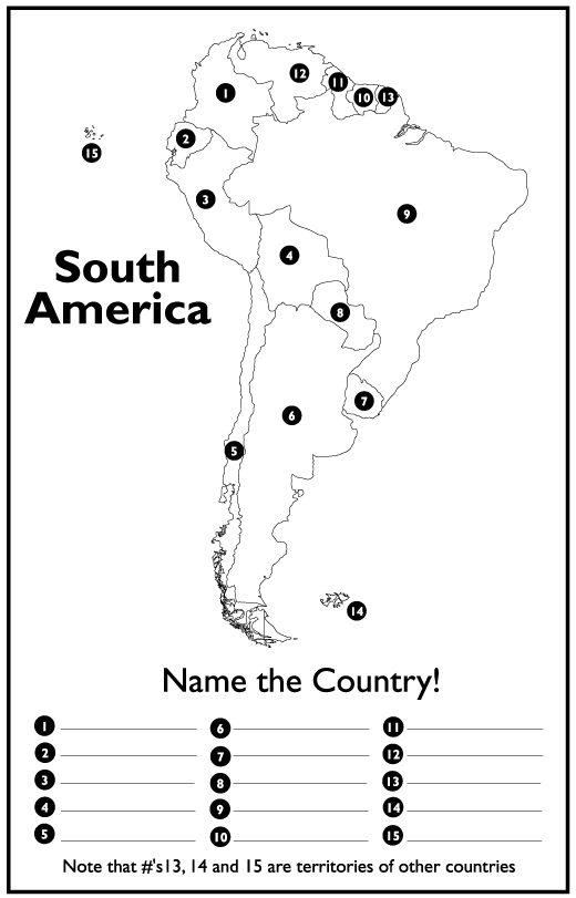 SOUTH AMERICA name the countries, and the answers
