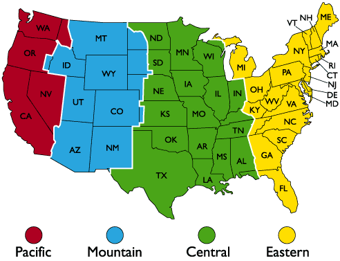 map with time zones usa. usa image