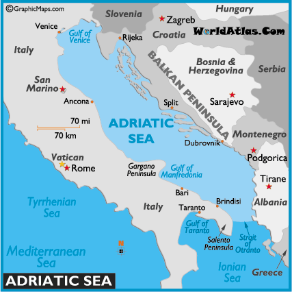 Map Of Adriatic Sea World Seas Adriatic Sea Map Location Facts