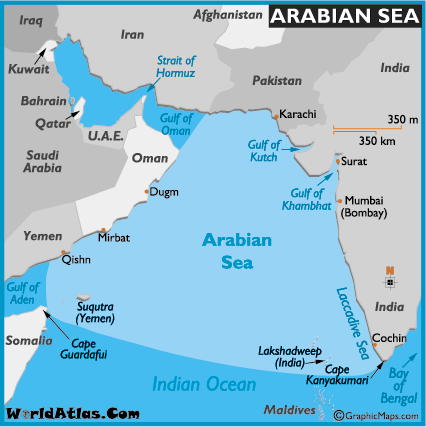 Map Of Arabian Sea Arabian Sea Map World Seas Arabian Sea