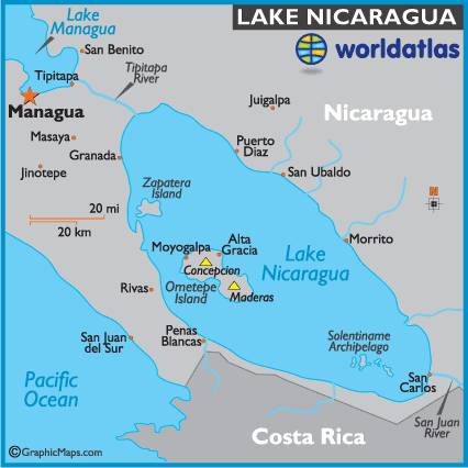 Lago De Nicaragua Map | Cities And Towns Map