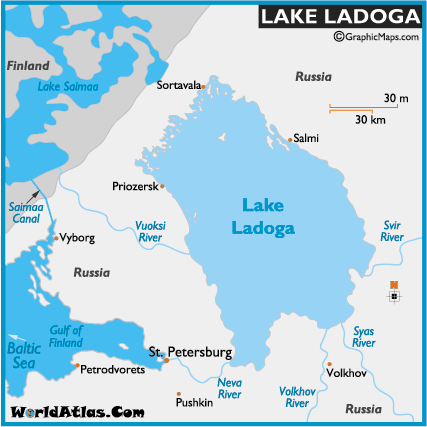 Lake Ladoga Map, Lake Ladoga Location Facts, Major Bodies of Water 