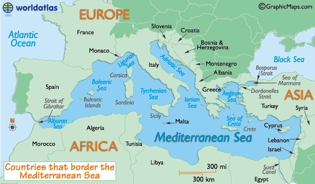 Mediterranean Sea On A World Map Map of the Mediterranean Sea and Mediterranean Sea Map Size Depth 