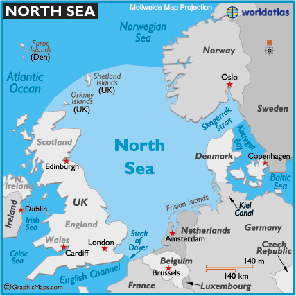 Map Of The North Sea North Sea Map Location World Seas World