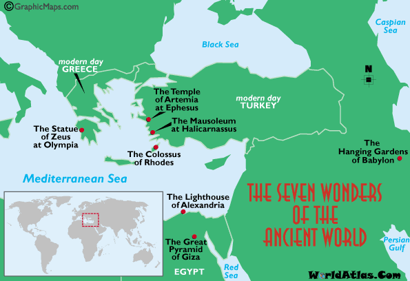 7 wonders of the world map Seven Wonders Of The Ancient World Map And Information Page 7 wonders of the world map