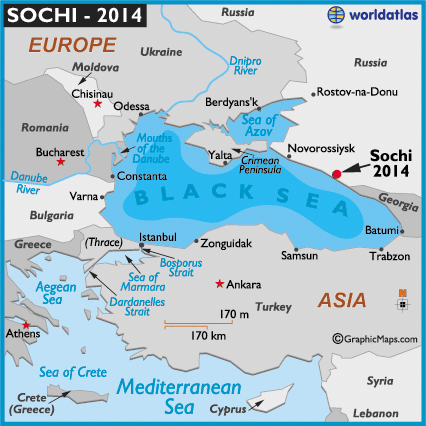 Sochi Map 2014 and Locator Map of Sochi Winter Olympics 2014