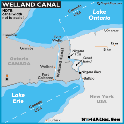 welland canal map ontario canada niagara lake canals region erie great system information falls maps north history around location worldatlas