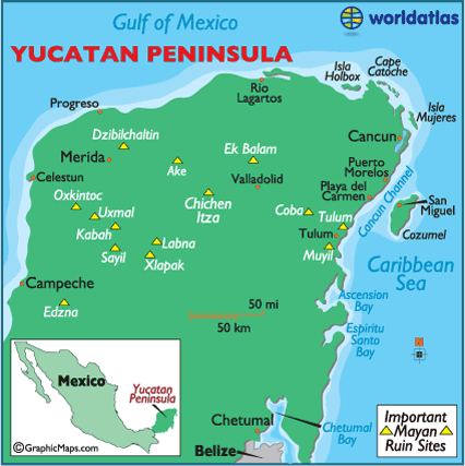 map of yucatan mexico Map Of Yucatan Mexico Maps Yucatan Peninsula Facts Landforms map of yucatan mexico