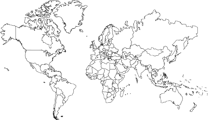 World Map With Country Outlines 11x14 Blank World Map World