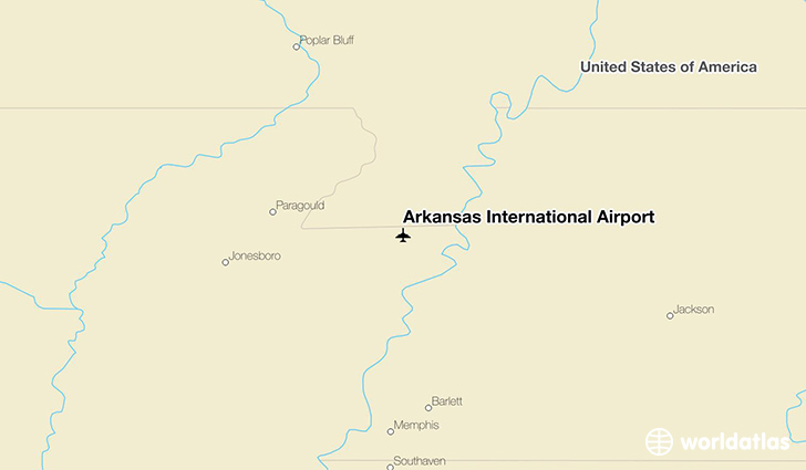 Arkansas International Airport location on a map