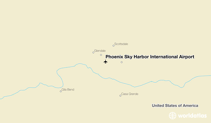Phoenix Sky Harbor International Airport location on a map