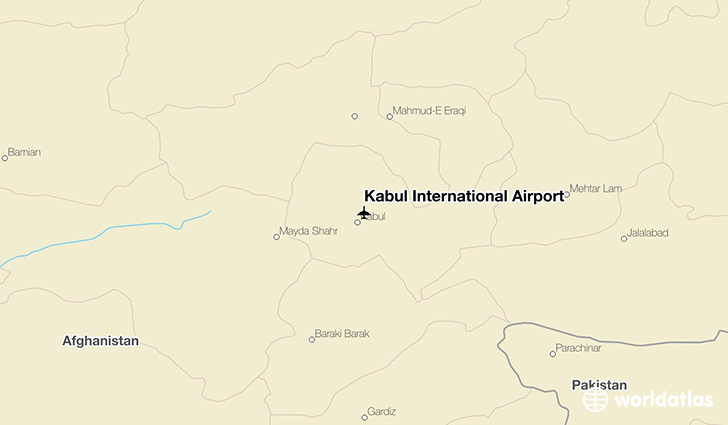 Kabul International Airport location on a map