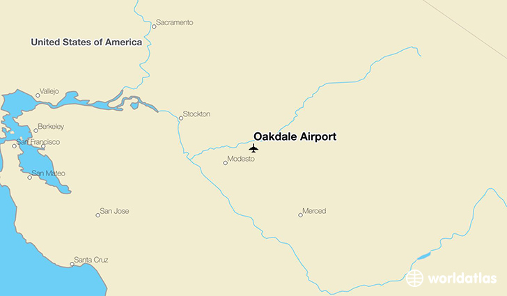Oakdale Airport location on a map