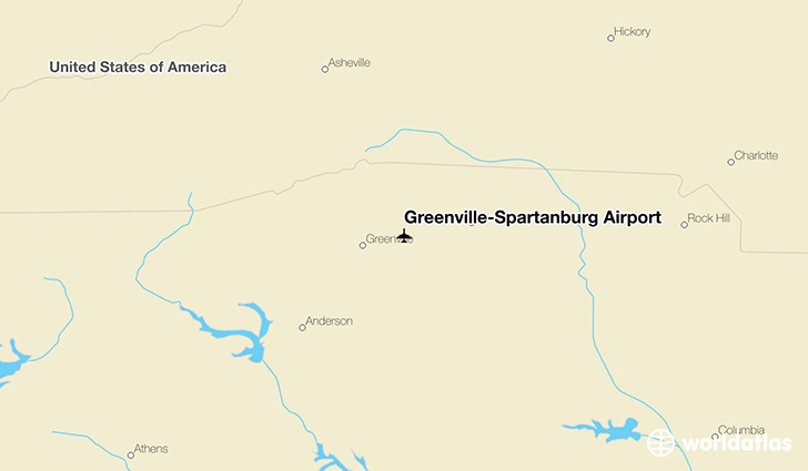 Greenville-Spartanburg Airport location on a map