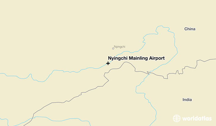 Nyingchi Mainling Airport location on a map