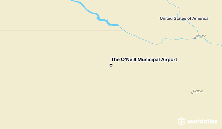 The O'Neill Municipal Airport location on a map
