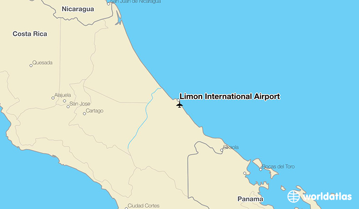 Limón International Airport location on a map