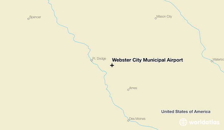 Webster City Municipal Airport location on a map