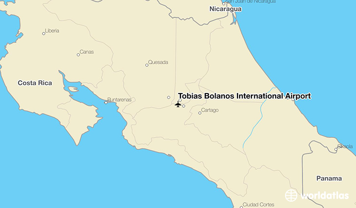 Tobías Bolaños International Airport location on a map