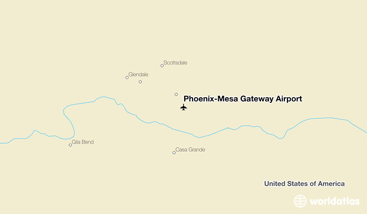 Phoenix-Mesa Gateway Airport location on a map