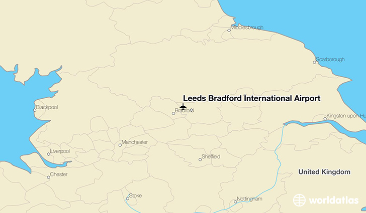 Leeds Bradford International Airport location on a map