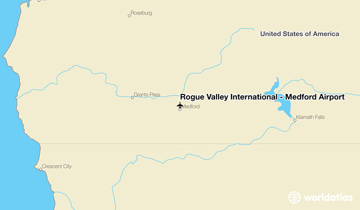 Rogue Valley International - Medford Airport location on a map