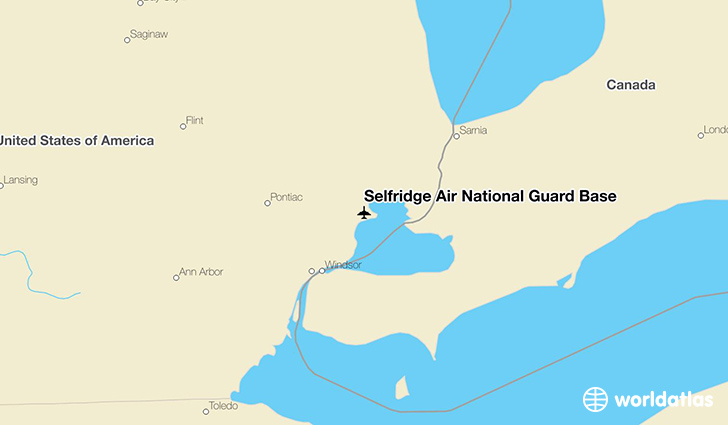 Selfridge Air National Guard Base location on a map