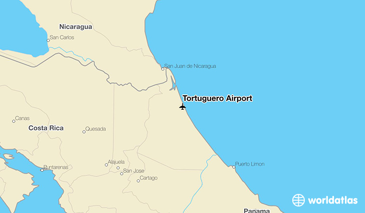 Tortuguero Airport location on a map