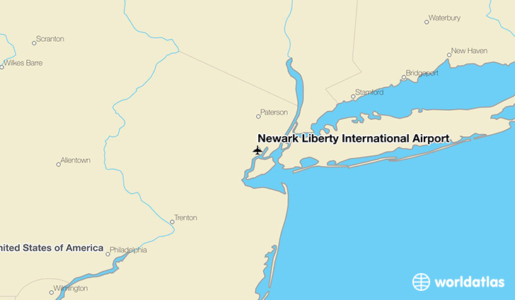 Newark Liberty International Airport location on a map