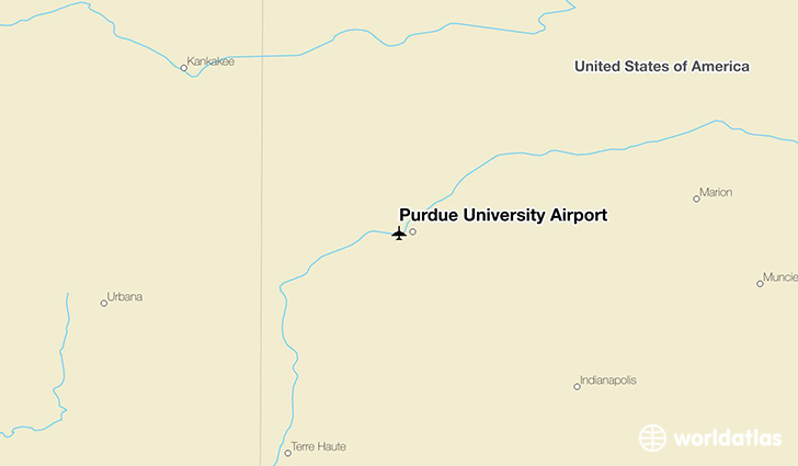 Purdue University Airport location on a map