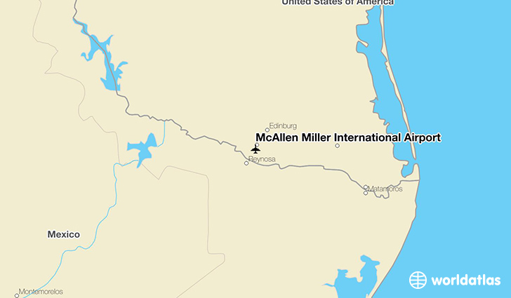 McAllen Miller International Airport location on a map