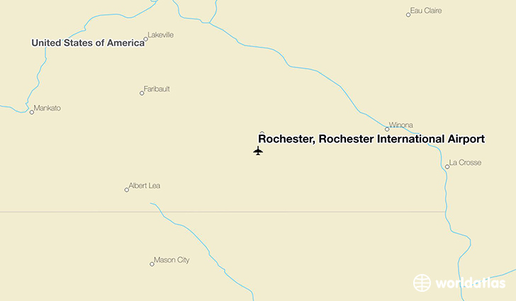 Rochester, Rochester International Airport location on a map