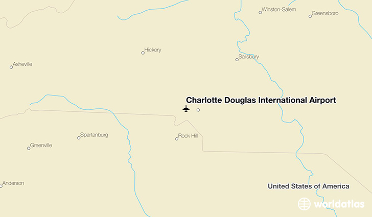 Charlotte Douglas International Airport location on a map