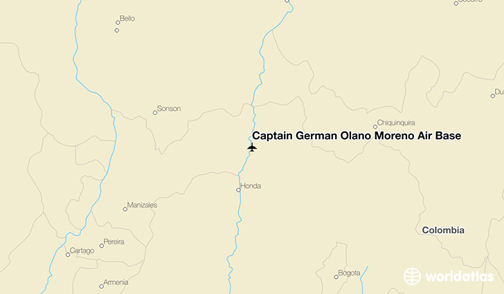 Captain Germán Olano Moreno Air Base location on a map
