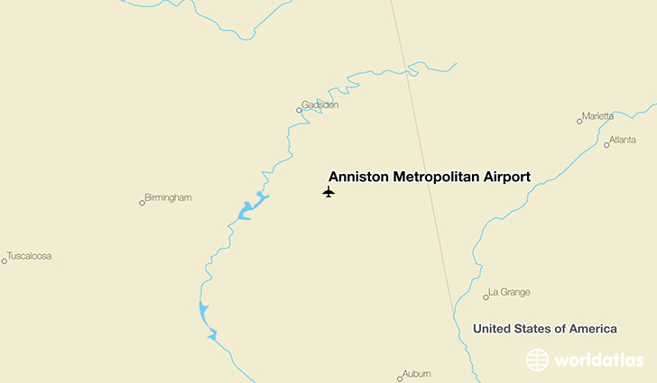 Anniston Metropolitan Airport location on a map