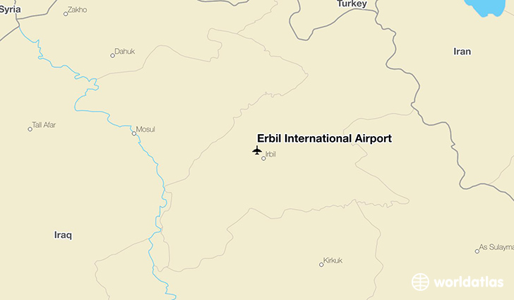 Erbil International Airport location on a map