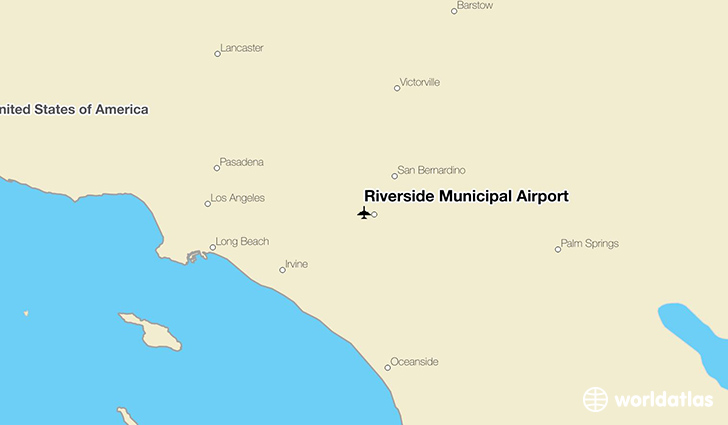 Riverside Municipal Airport location on a map