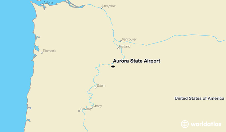 Aurora State Airport location on a map